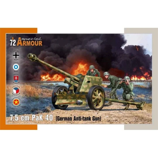 7, 5 cm PaK 40 German Anti-tank Gun, 1/72 - Special Hobby 100-SA72025