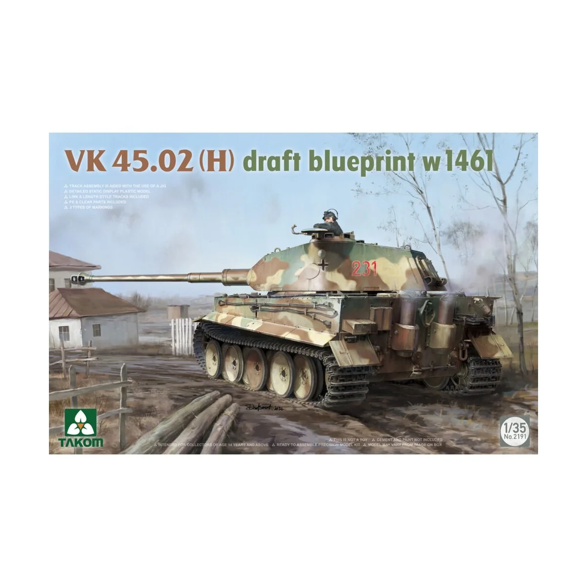 VK 45.02 (H) Draft Blueprint w 1461, 1/35 - Takom TAK2191