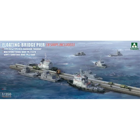 Floating-Bridge Pier (8 Ships Included), 1/350 - Takom TAK6015 Floating-Bridge Pier (8 Ships Included), 1/350 - Takom TAK6015