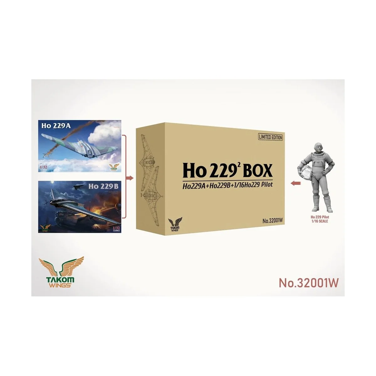 Ho 229² BOX Ho229A+Ho229B+1/16Ho229 Pilot (Limited edition) - Takom...