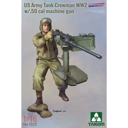 US Army Tank Crewman WW2 w/ .50 cal Machine Gun, 1/16 - Takom TAK1025