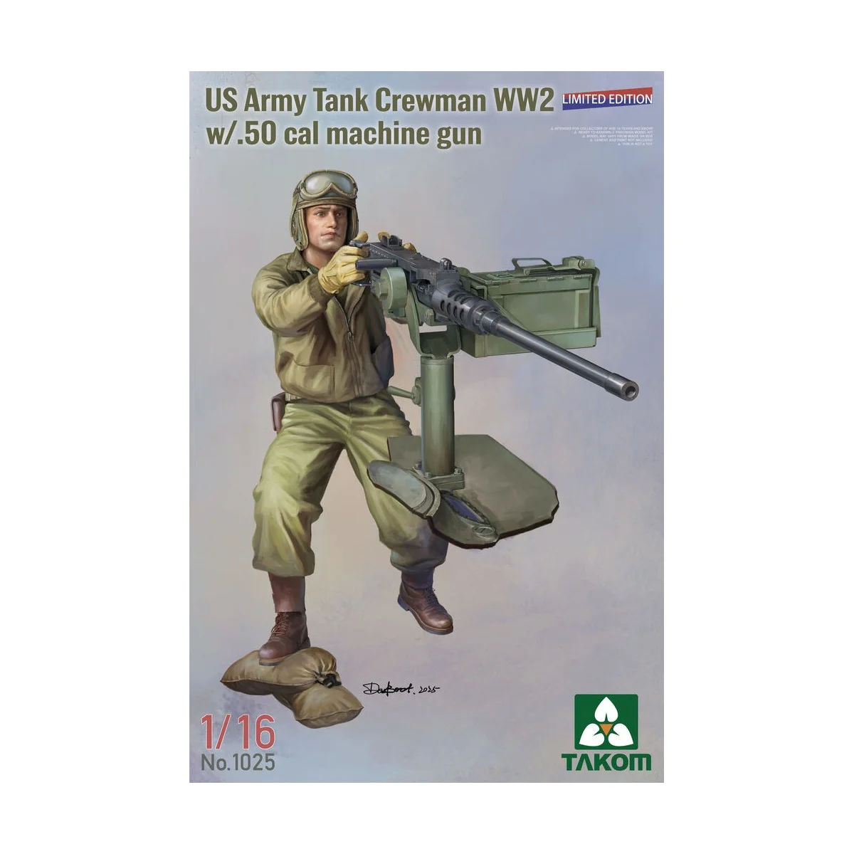US Army Tank Crewman WW2 w/ .50 cal Machine Gun, 1/16 - Takom TAK1025
