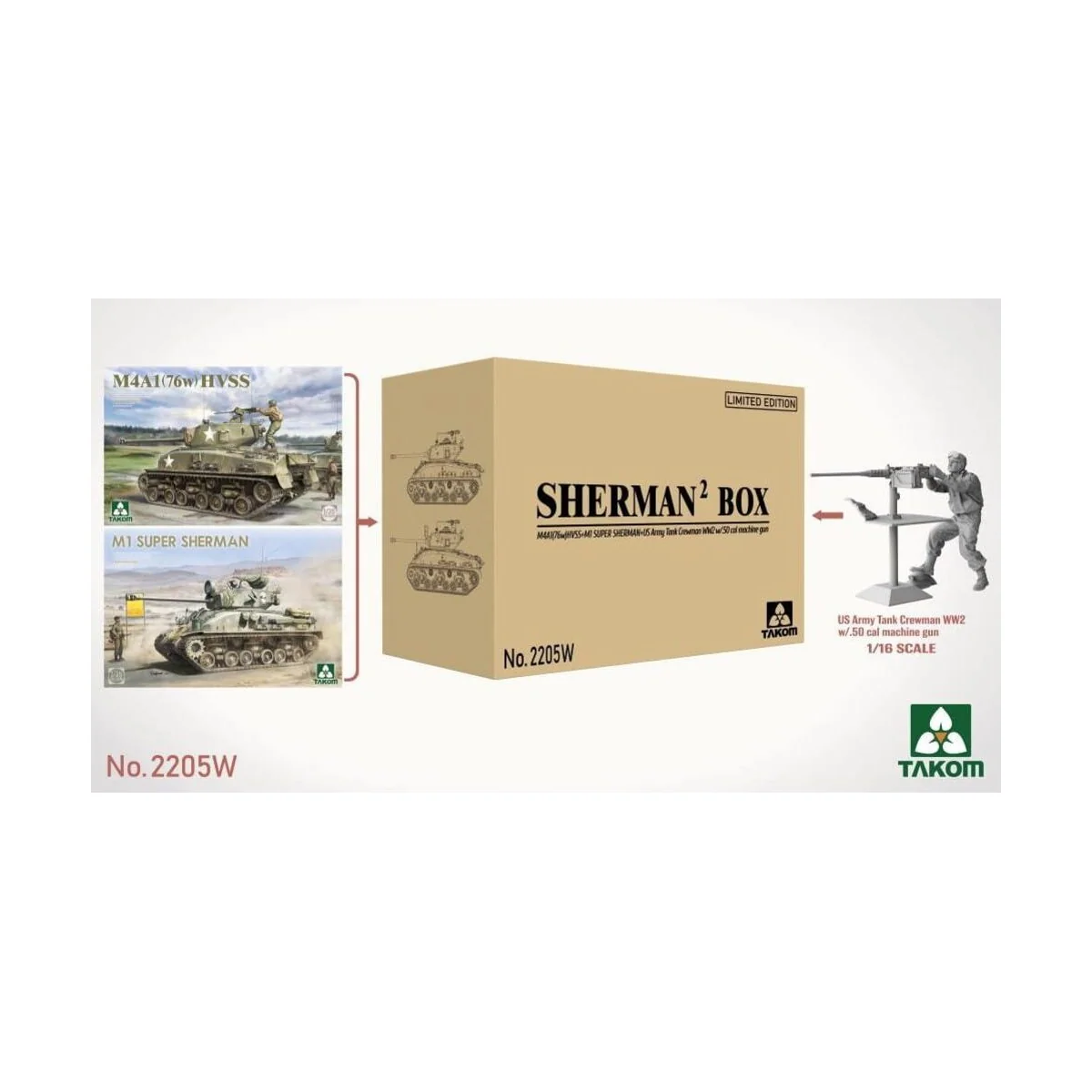 Sherman2 Box M4A1 (76w) HVSS + M1 Super Sherman + US Army Tank Crew...