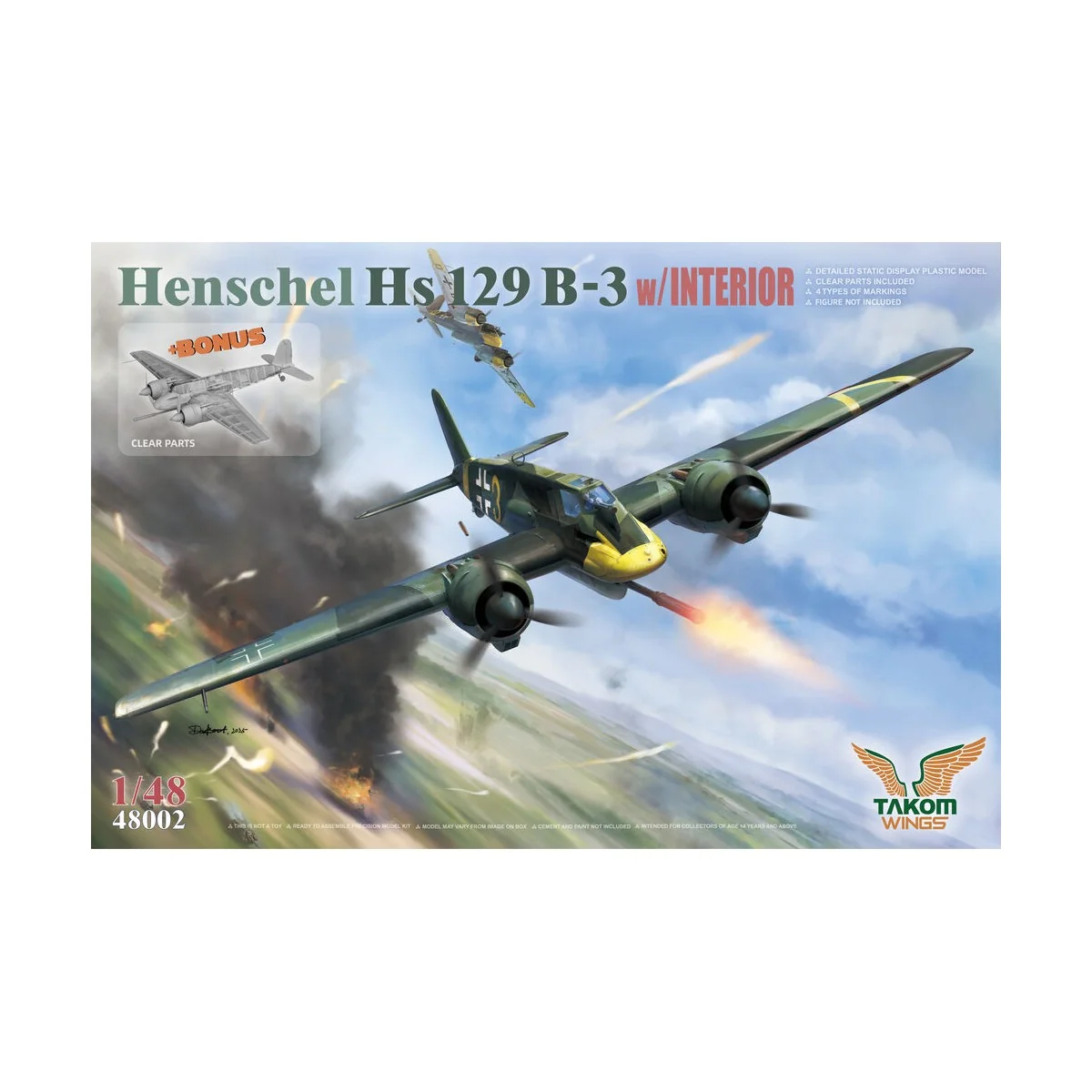 Henschel Hs 129 B-3 w/INTERIOR + BONUS (CLEAR PARTS), 1/48 - Takom ...