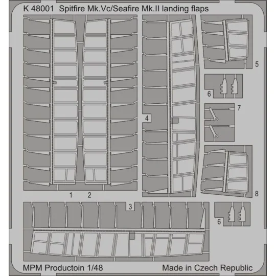 Spitfire Mk.Vc/Seafire Mk.II landingflap, 1/48 - MPM 100-K48001 Spitfire Mk.Vc/Seafire Mk.II landingflap, 1/48 - MPM 100-K48001