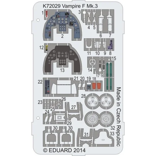 Vampire F Mk.3 Coloured photo-etched par - MPM 100-K72029