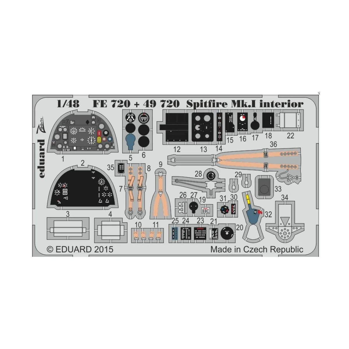 Spitfire Mk.I interior S.A. 1/48 for Airfix - Eduard Accessories FE720