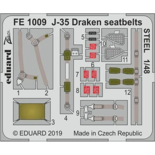 J-35 Draken seatbelts STEEL for Hasegawa, 1/48 - Eduard Accessories...