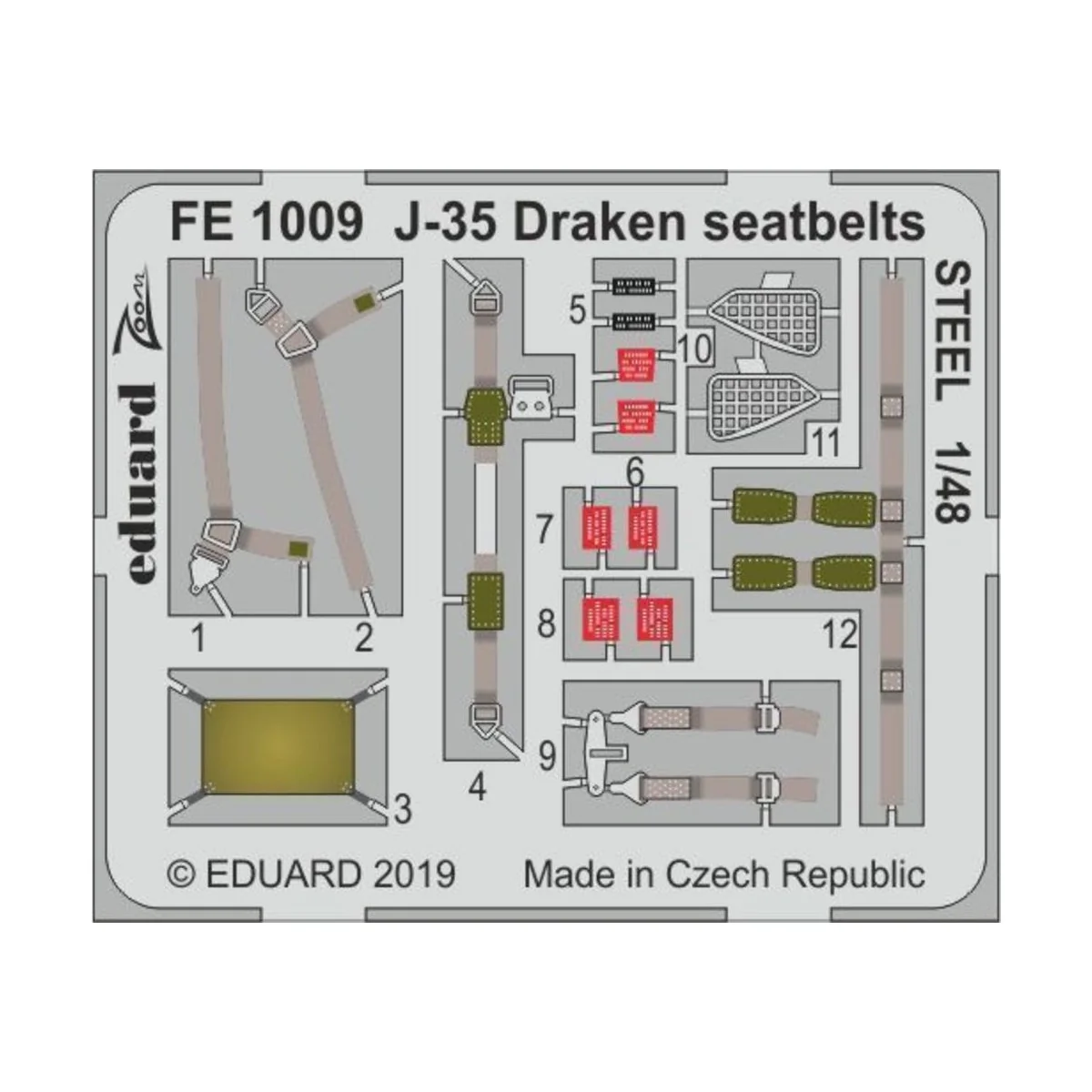 J-35 Draken seatbelts STEEL for Hasegawa - Eduard Accessories FE1009