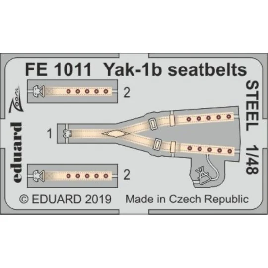 Yak-1b seatbelts STEEL for Zvezda, 1/48 - Eduard Accessories FE1011 Yak-1b seatbelts STEEL for Zvezda, 1/48 - Eduard Accessories FE1011