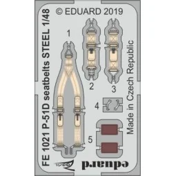 P-51D seatbelts STEEL for Eduard, 1/48 - Eduard Accessories FE1021