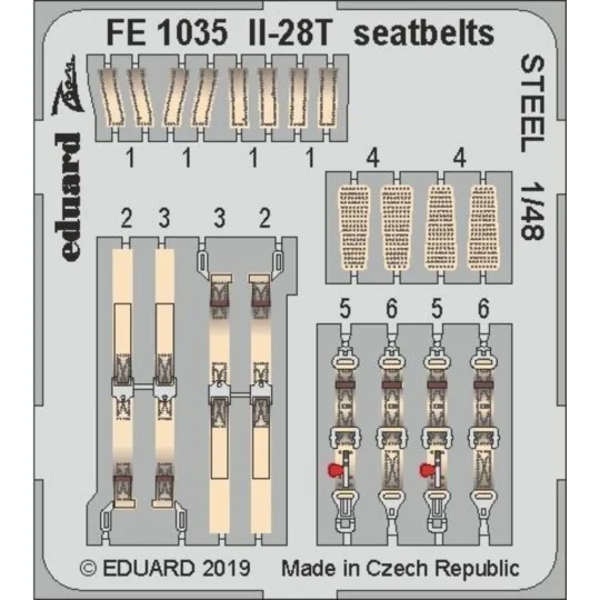 Il-28T seatbelts STEEL for Bobcat, 1/48 - Eduard Accessories FE1035