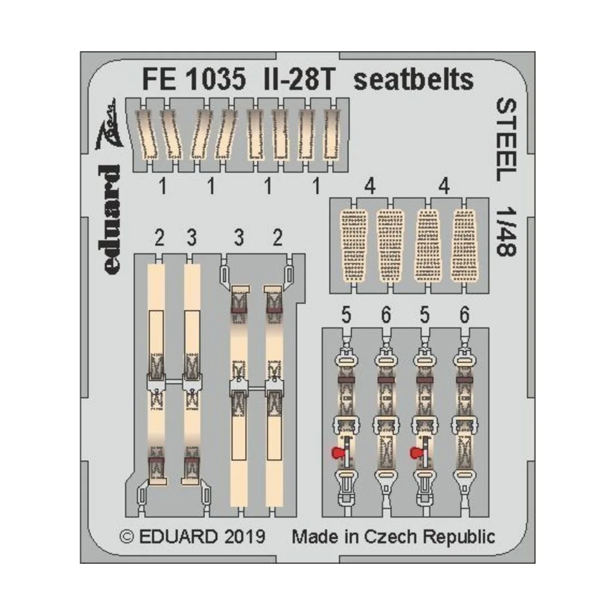 Il-28T seatbelts STEEL for Bobcat, 1/48 - Eduard Accessories FE1035
