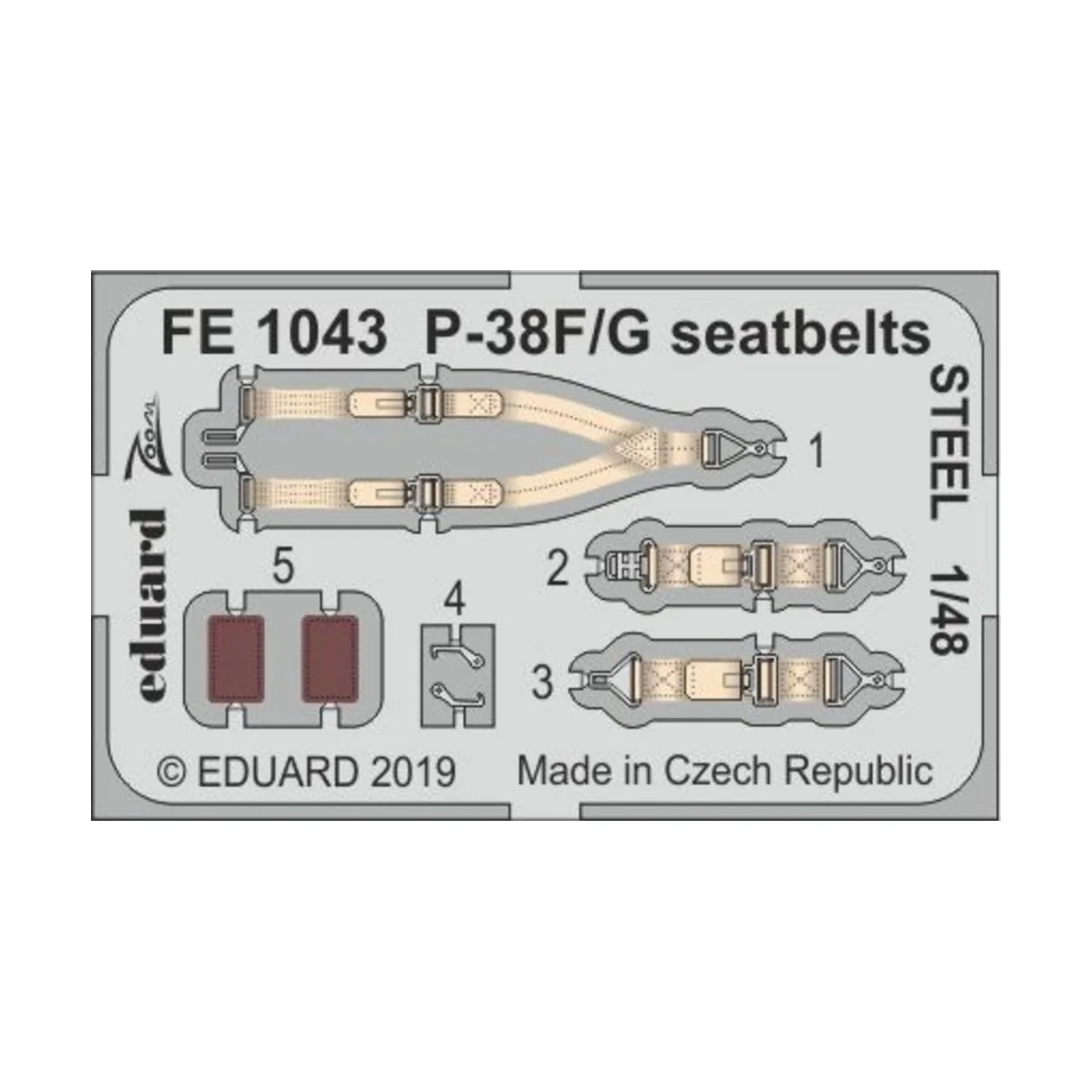P-38F/G seatbelts STEEL for Tamiya, 1/48 - Eduard Accessories FE1043 P-38F/G seatbelts STEEL for Tamiya, 1/48 - Eduard Accessories FE1043