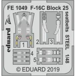 F-16C Block 25 seatbelts STEEL for Tamiya - Eduard Accessories FE1049