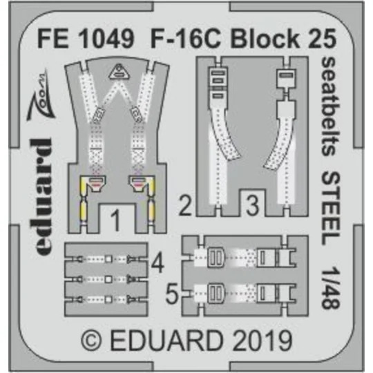 F-16C Block 25 seatbelts STEEL for Tamiya - Eduard Accessories FE1049