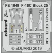 F-16C Block 25 seatbelts STEEL for Tamiya, 1/48 - Eduard Accessorie...