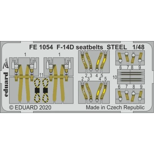 F-14D seatbelts STEEL for AMK, 1/48 - Eduard Accessories FE1054