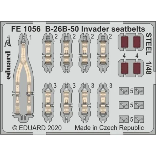 B-26B-50 Invader seatbelts STEEL for ICM, 1/48 - Eduard Accessories...