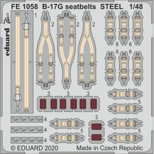 B-17G seatbelts STEEL for HKM, 1/48 - Eduard Accessories FE1058 B-17G seatbelts STEEL for HKM, 1/48 - Eduard Accessories FE1058