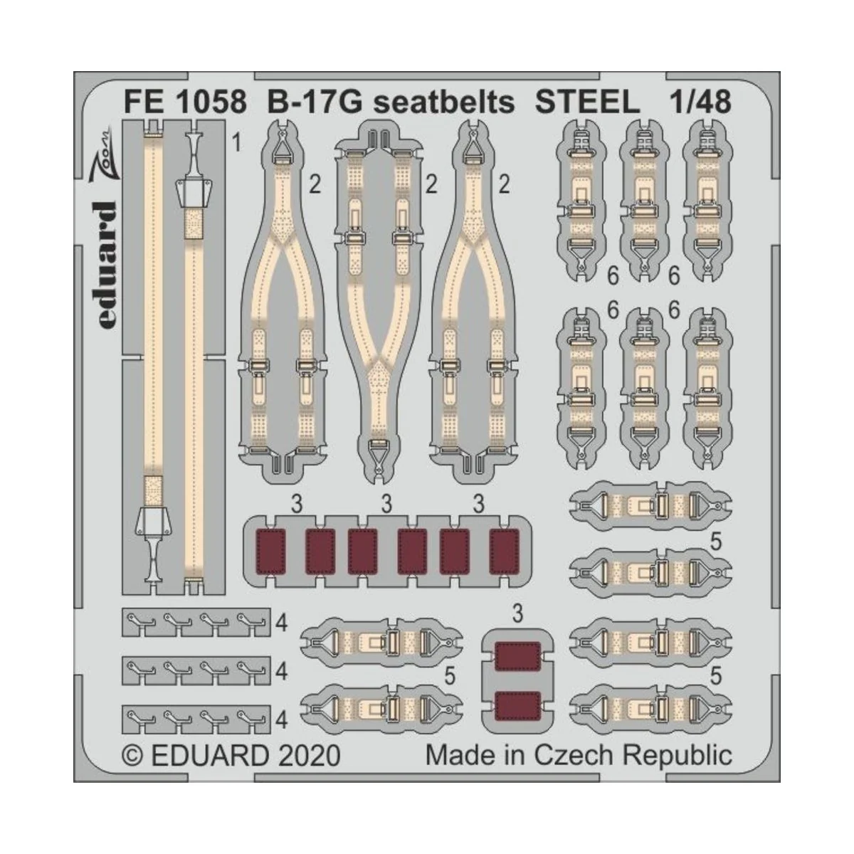 B-17G seatbelts STEEL for HKM, 1/48 - Eduard Accessories FE1058 B-17G seatbelts STEEL for HKM, 1/48 - Eduard Accessories FE1058