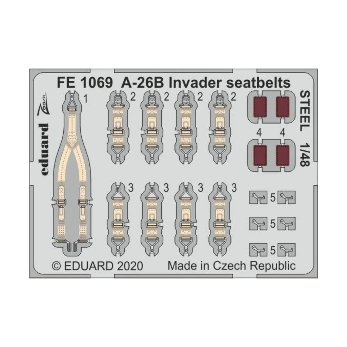 A-26B Invader seatbelts STEEL for ICM - Eduard Accessories FE1069