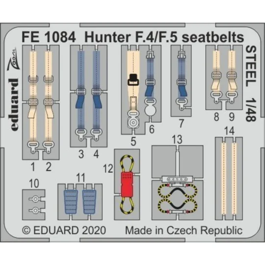 Hunter F.4/F.5 seatbelts STEEL for Airfix, 1/48 - Eduard Accessorie...