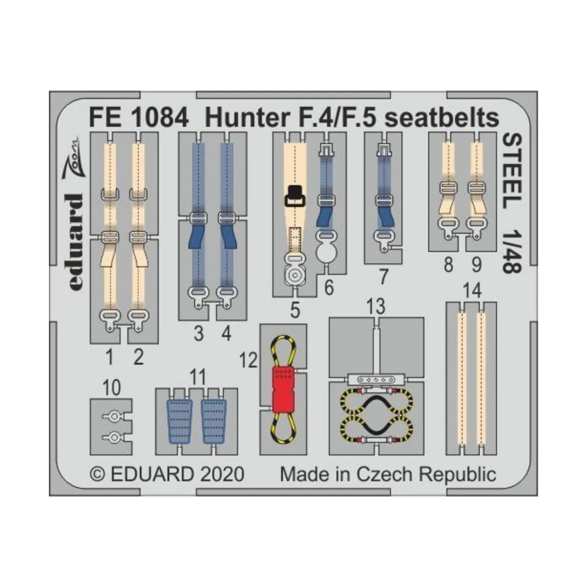 Hunter F.4/F.5 seatbelts STEEL for Airfix - Eduard Accessories FE1084