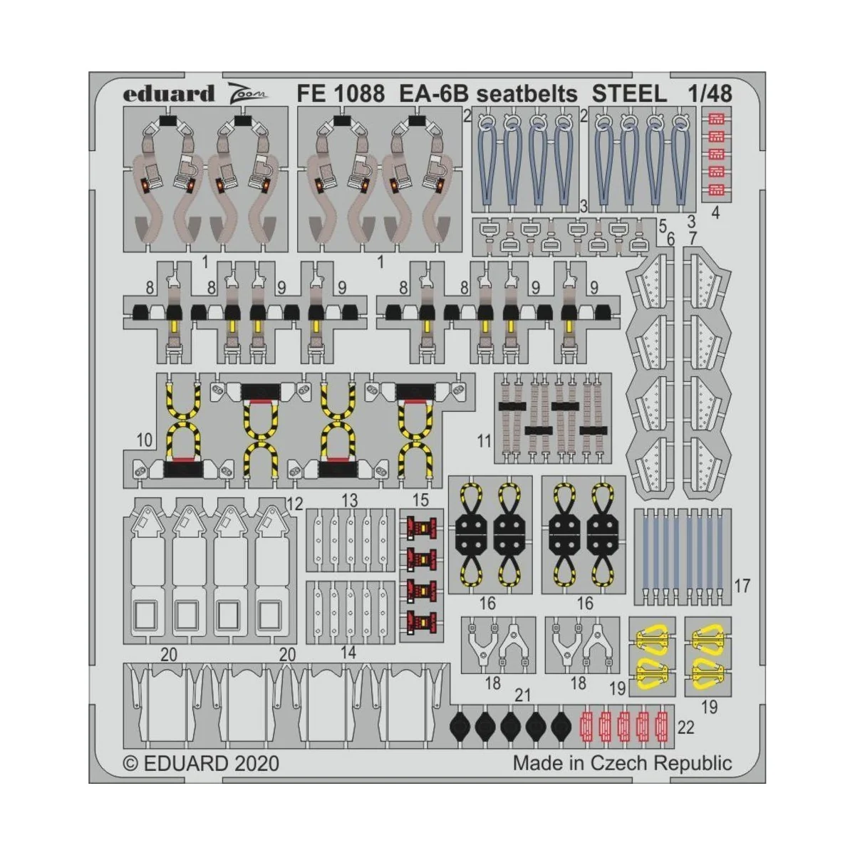EA-6B seatbelts STEEL for Kinetic, 1/48 - Eduard Accessories FE1088 EA-6B seatbelts STEEL for Kinetic, 1/48 - Eduard Accessories FE1088