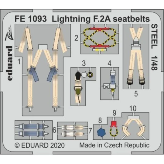 Lightning F.2A seatbelts STEEL for Airfix - Eduard Accessories FE1093