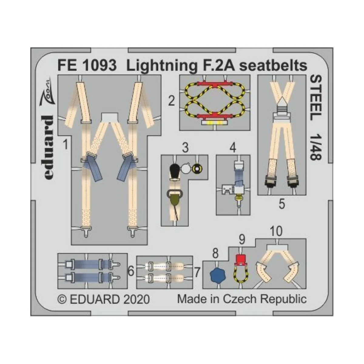 Lightning F.2A seatbelts STEEL for Airfix, 1/48 - Eduard Accessorie...