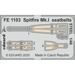 Spitfire Mk.I seatbelts STEEL for Airfix, 1/48 - Eduard Accessories...