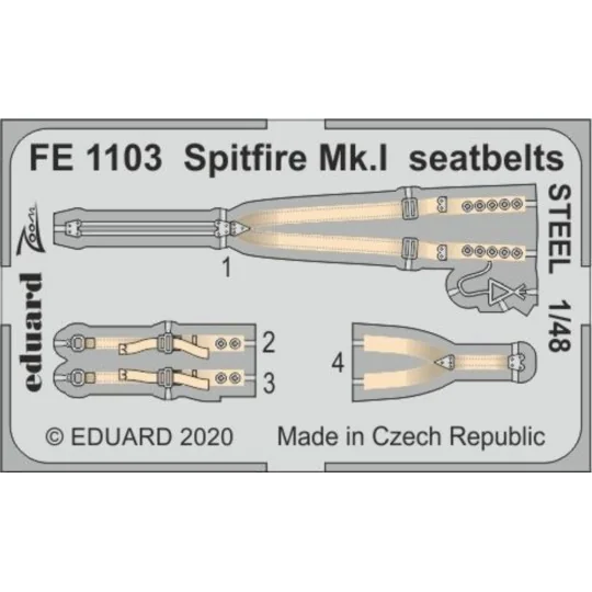 Spitfire Mk.I seatbelts STEEL for Airfix, 1/48 - Eduard Accessories...