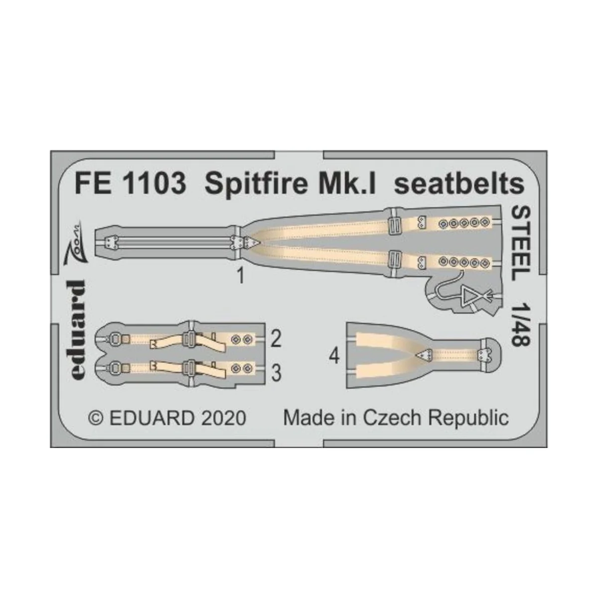 Spitfire Mk.I seatbelts STEEL for Airfix - Eduard Accessories FE1103