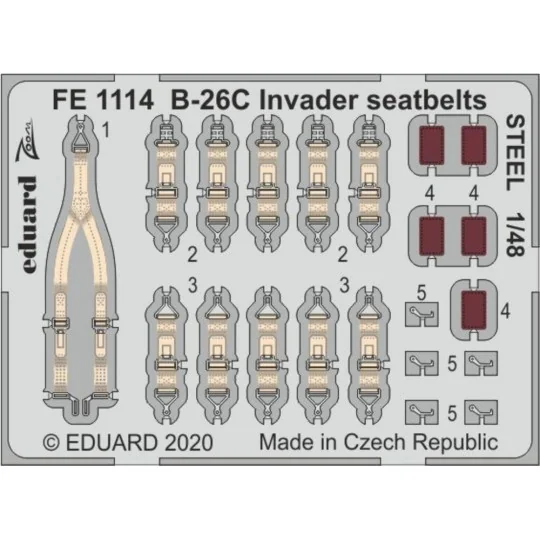B-26C Invader seatbelts STEEL for ICM - Eduard Accessories FE1114