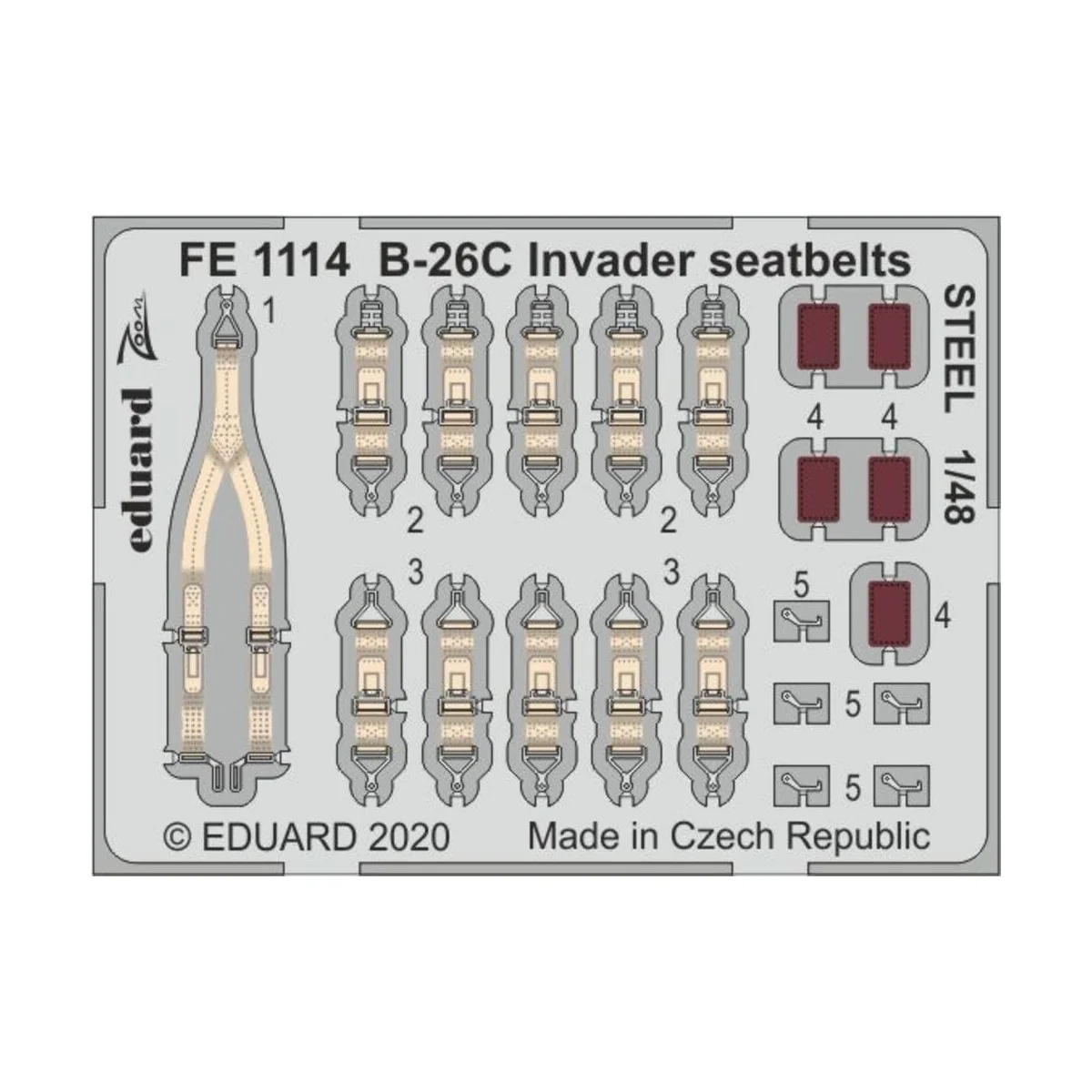 B-26C Invader seatbelts STEEL for ICM, 1/48 - Eduard Accessories FE...
