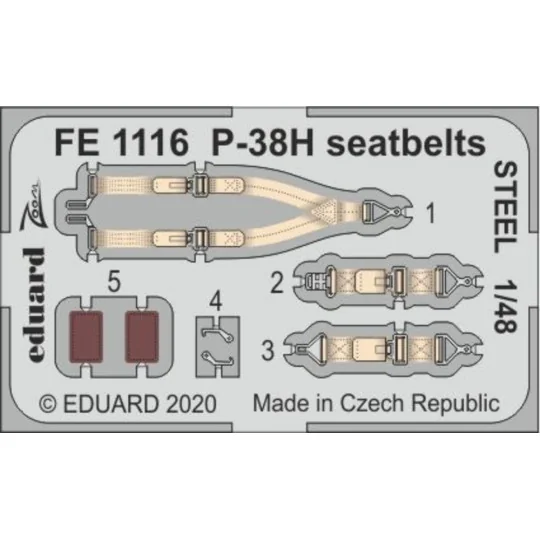P-38H seatbelts STEEL for Tamiya, 1/48 - Eduard Accessories FE1116 P-38H seatbelts STEEL for Tamiya, 1/48 - Eduard Accessories FE1116