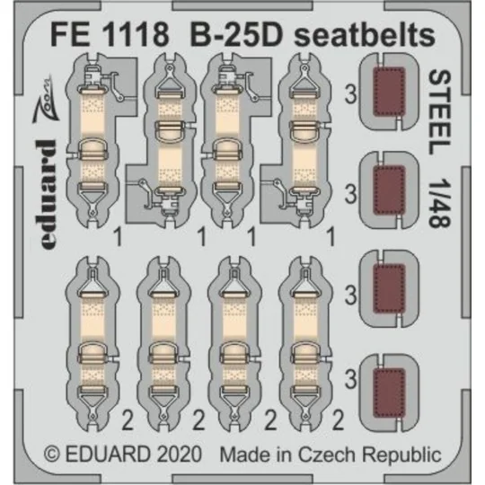 B-25D seatbelts STEEL for Revell, 1/48 - Eduard Accessories FE1118