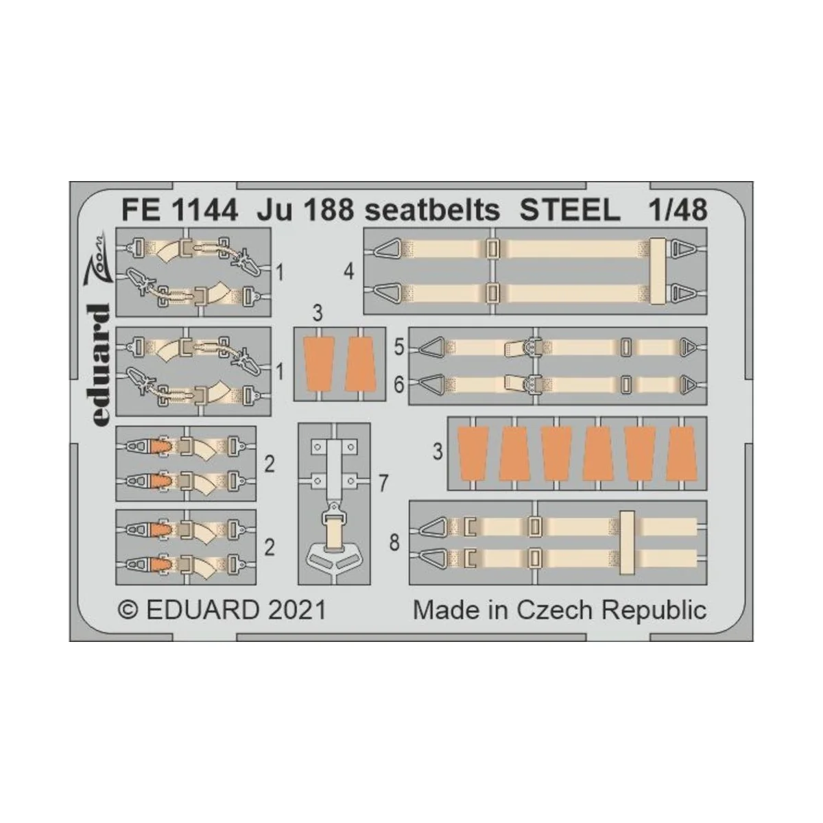 Ju 188 seatbelts STEEL 1/48 for REVELL, 1/48 - Eduard Accessories F...
