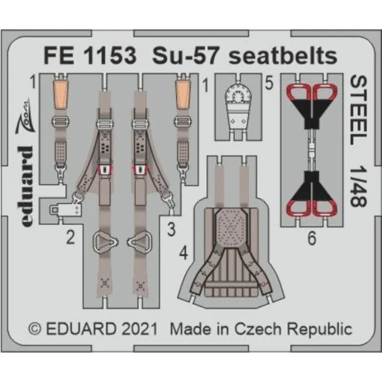 Su-57 seatbelts STEEL 1/48 for ZVEZDA, 1/48 - Eduard Accessories FE...
