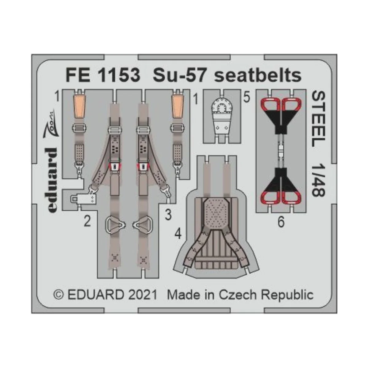 Su-57 seatbelts STEEL 1/48 for ZVEZDA - Eduard Accessories FE1153