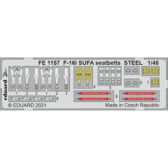F-16I SUFA seatbelts STEEL 1/48 for KINETIC - Eduard Accessories FE...