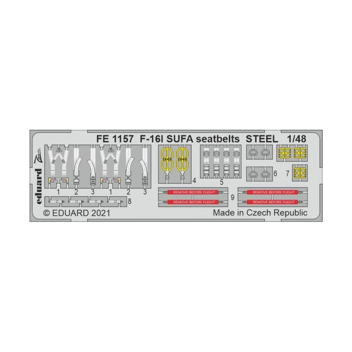 F-16I SUFA seatbelts STEEL 1/48 for KINETIC - Eduard Accessories FE...