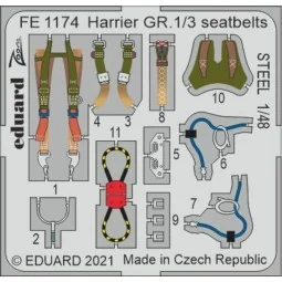 Harrier GR.1/3 seatbelts STEEL 1/48 for KINETIC - Eduard Accessorie...