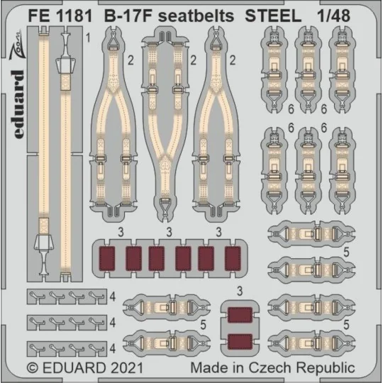 B-17F seatbelts STEEL 1/48 for HKM - Eduard Accessories FE1181