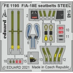 F/A-18E seatbelts STEEL 1/48 for MENG, 1/48 - Eduard Accessories FE...