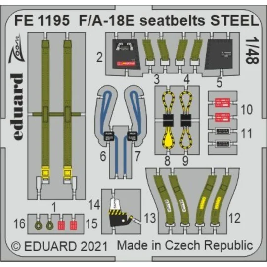 F/A-18E seatbelts STEEL 1/48 for MENG - Eduard Accessories FE1195