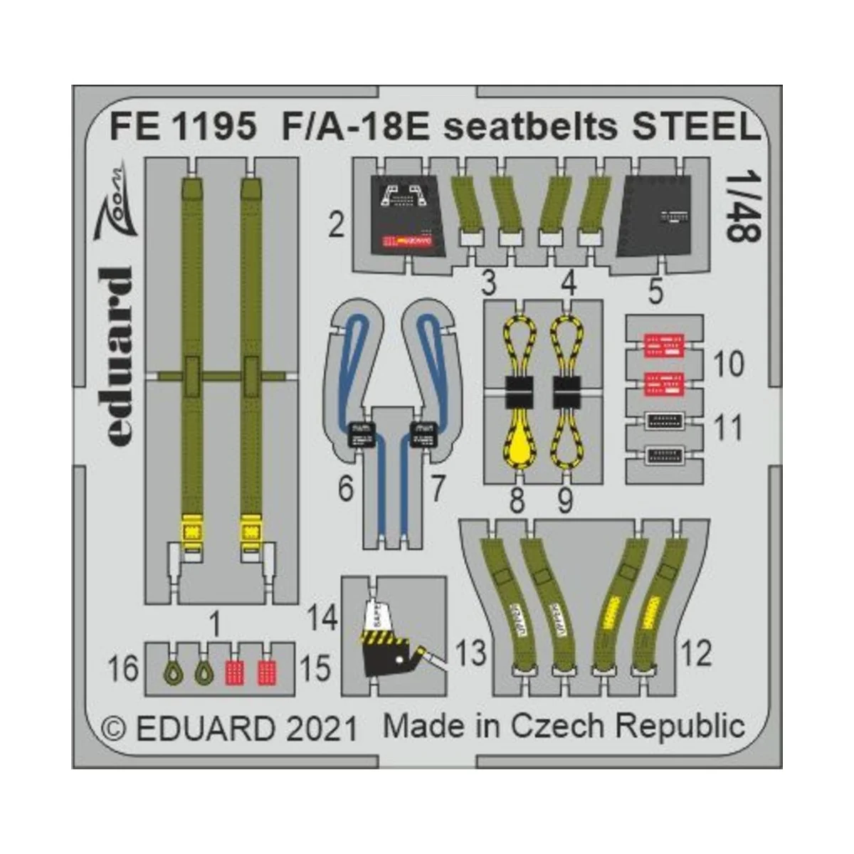 F/A-18E seatbelts STEEL 1/48 for MENG - Eduard Accessories FE1195