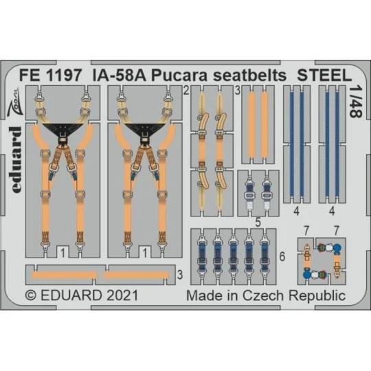 IA-58A Pucara seatbelts STEEL 1/48 for KINETIC, 1/48 - Eduard Acces...