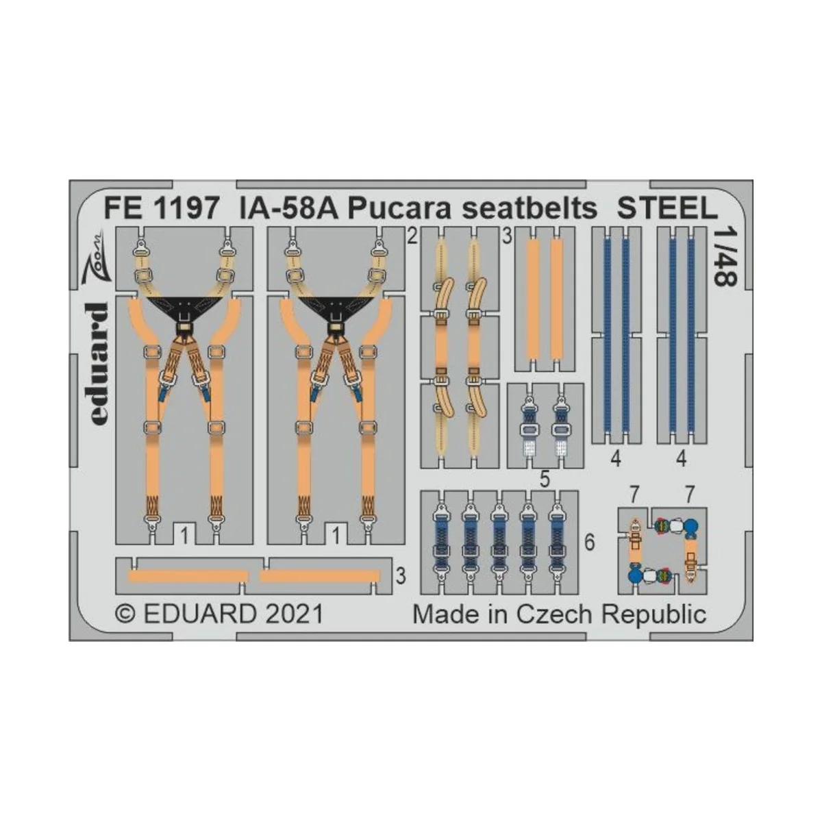 IA-58A Pucara seatbelts STEEL 1/48 for KINETIC, 1/48 - Eduard Acces...